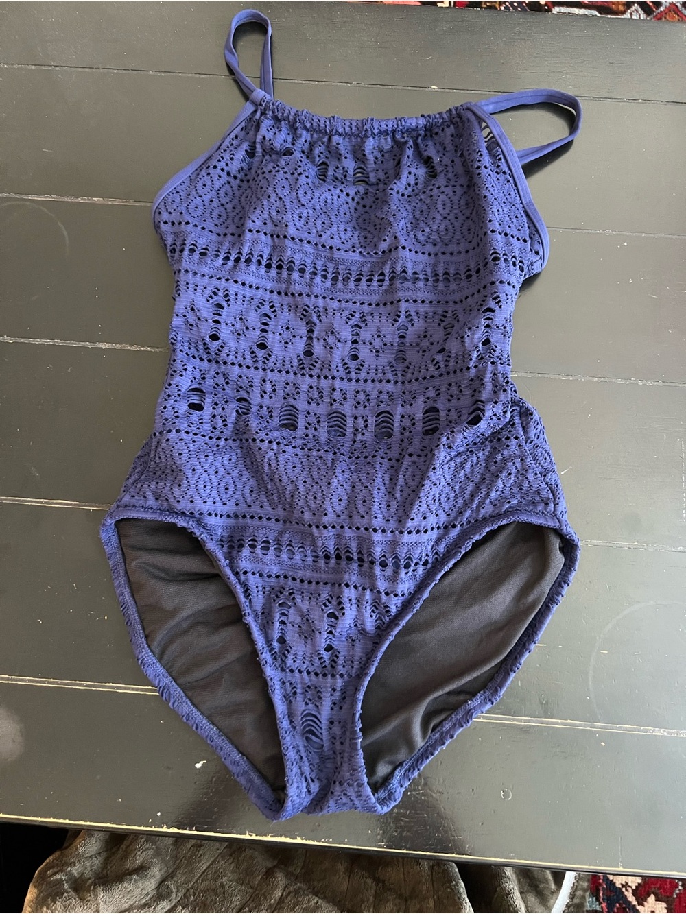 Target Navy Blue Crochet One-Piece Swimsuit